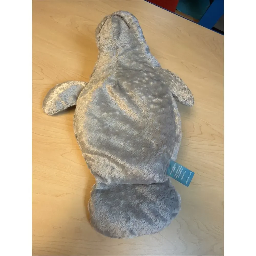 Rare First & Main Hugh Manatee Weighted Stuffed Plush 2011 17in Long Gray Eyes